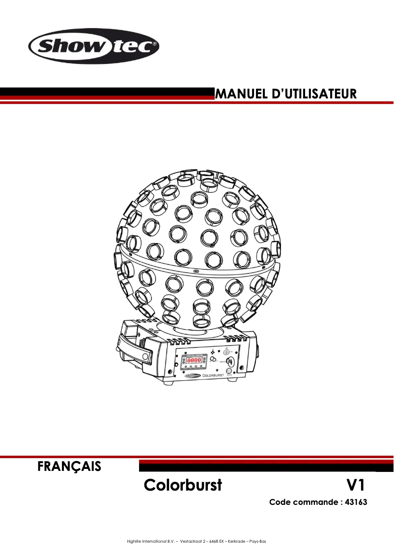 Page 1 de la notice Manuel utilisateur Showtec Colourburst