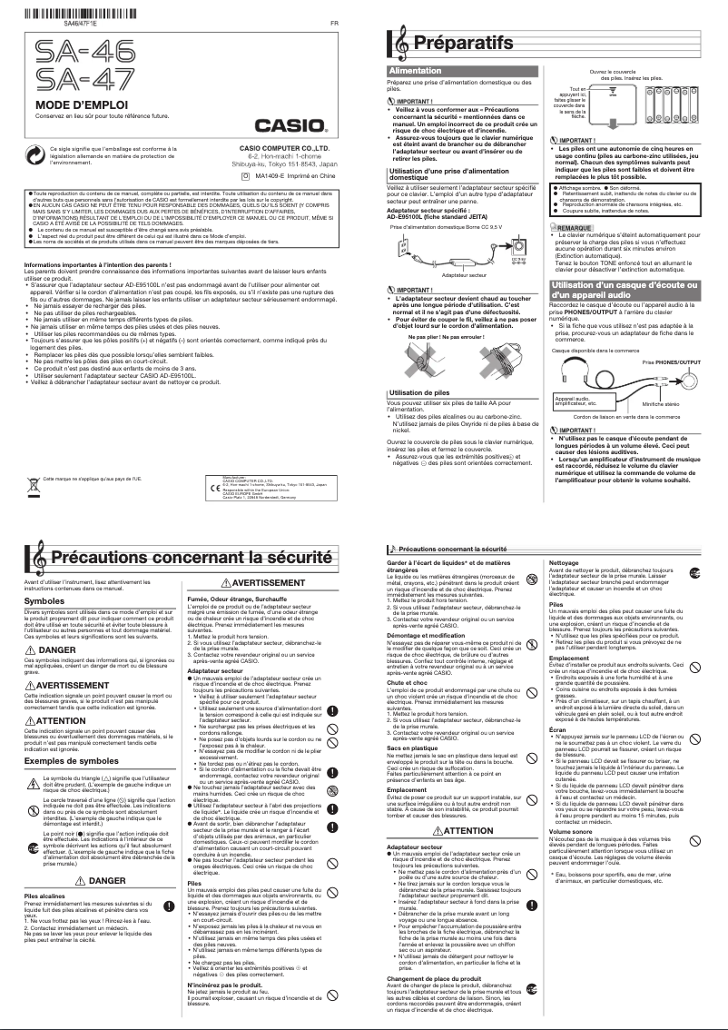 Image de la première page du manuel de l'appareil SA-47