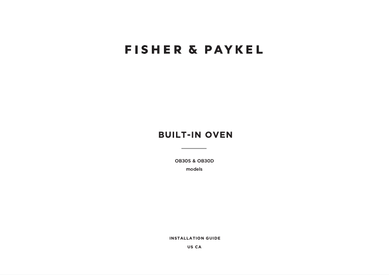 Page n°1 - Guide d'installation Fisher & Paykel OB30SDPTDB1