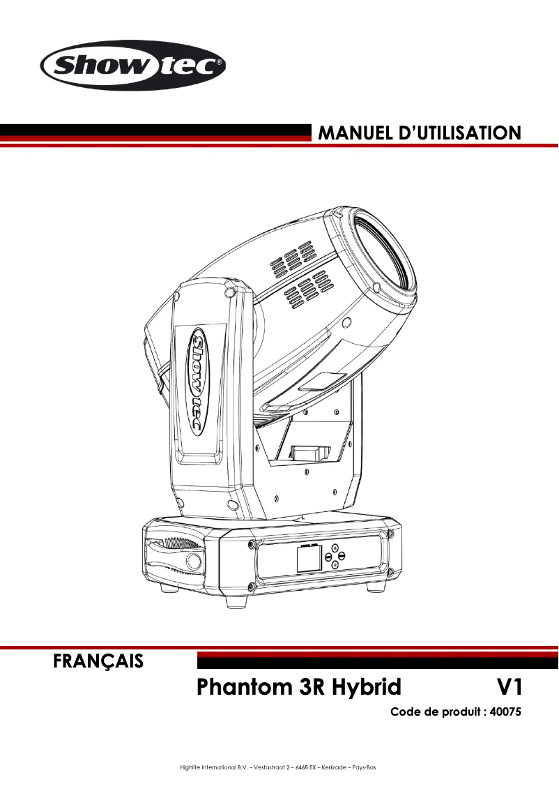 Page 1 de la notice Manuel utilisateur Showtec Phantom 3R Hybrid