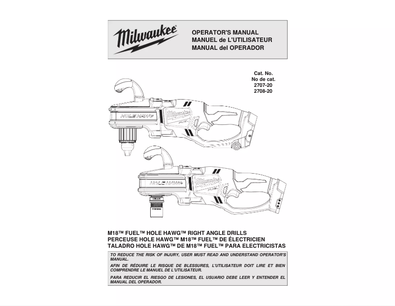 Page n°1 - Manuel utilisateur Milwaukee M18 Fuel 2708-20