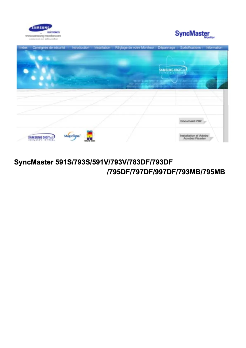 Image de la première page du manuel de l'appareil SyncMaster 997DF