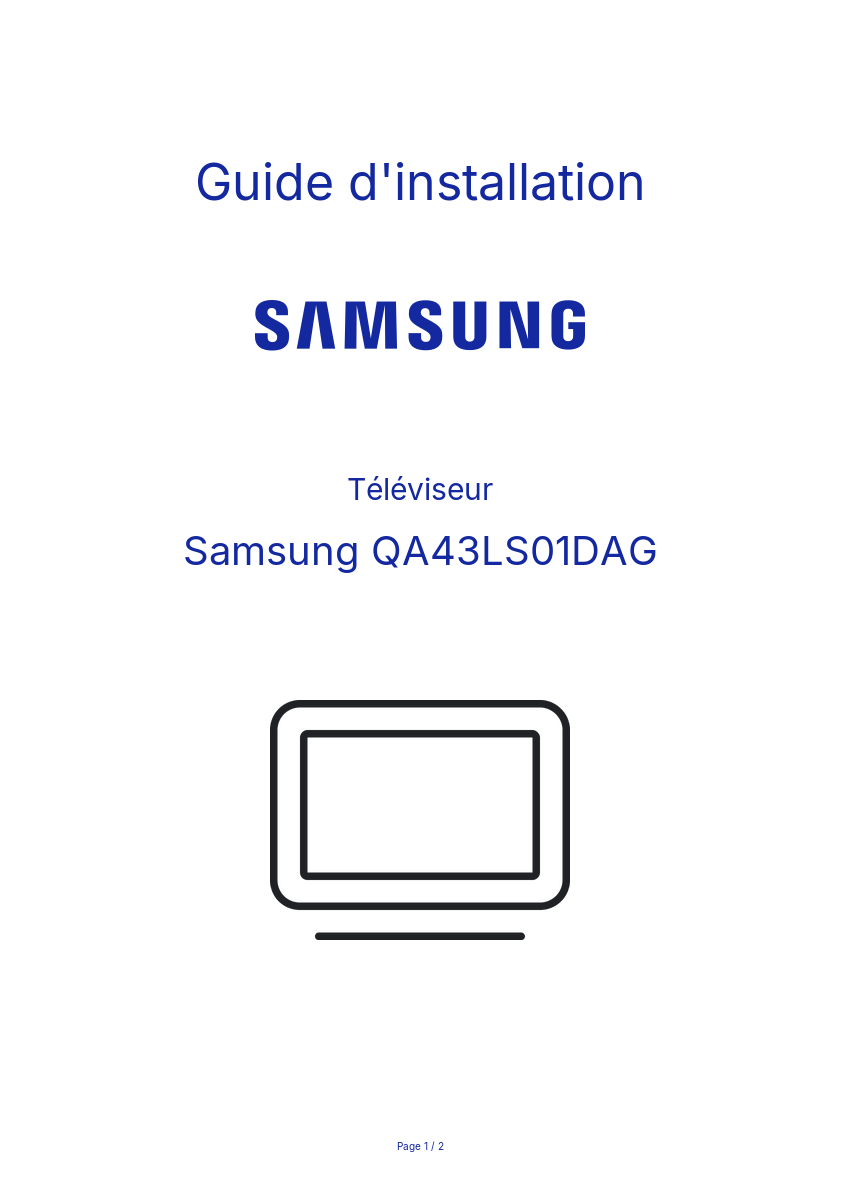 Page n°1 - Guide d'installation Samsung QA43LS01DAG