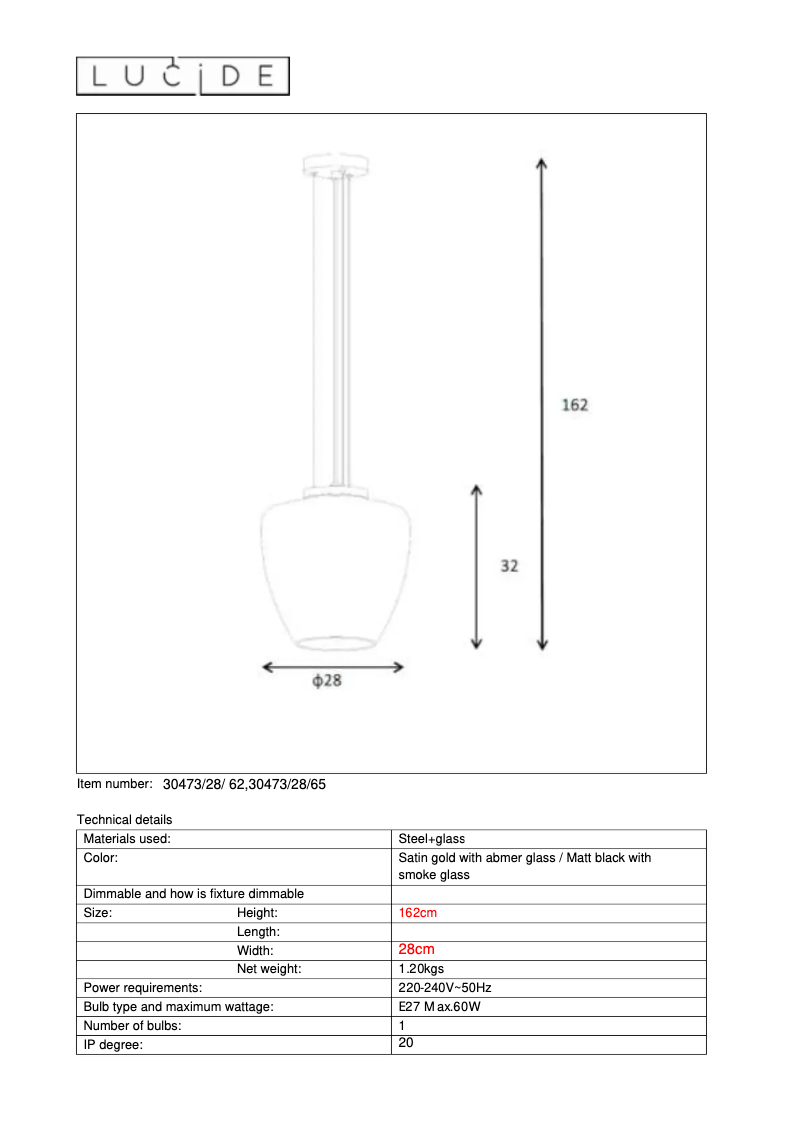 Page 1 de la notice Manuel utilisateur Lucide Florien