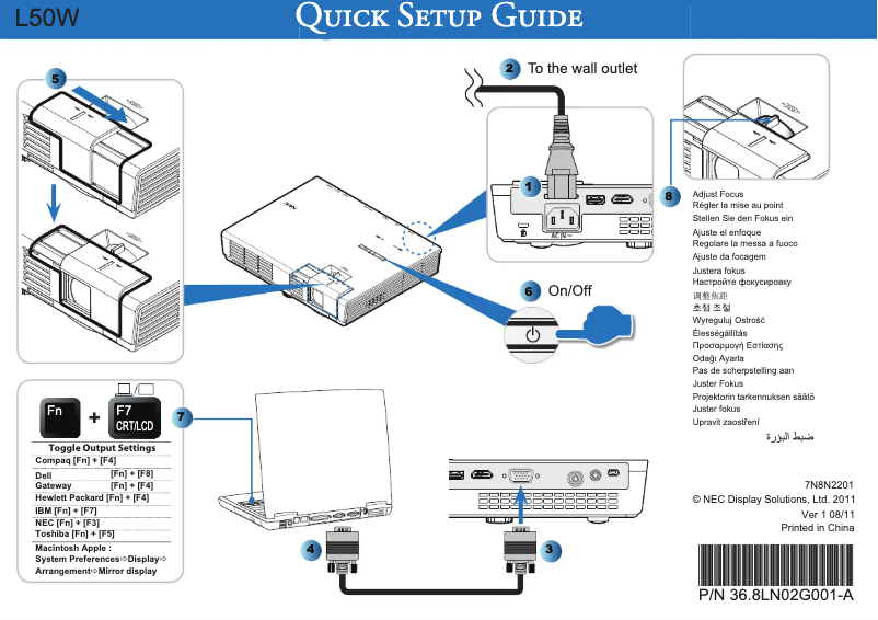 Page 1 de la notice Manuel utilisateur NEC L50W