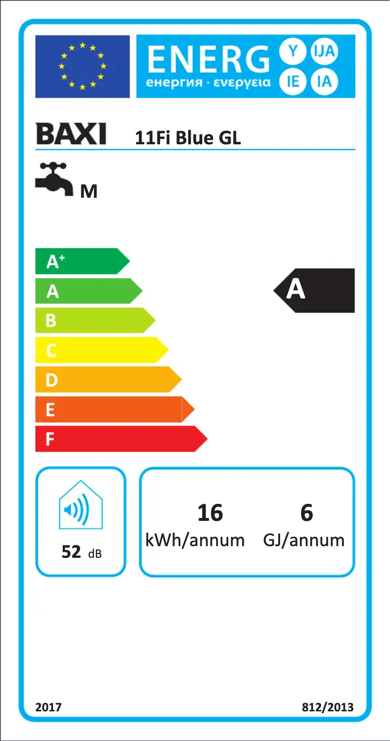 Page n°1 - Label énergétique Baxi 11Fi Blue