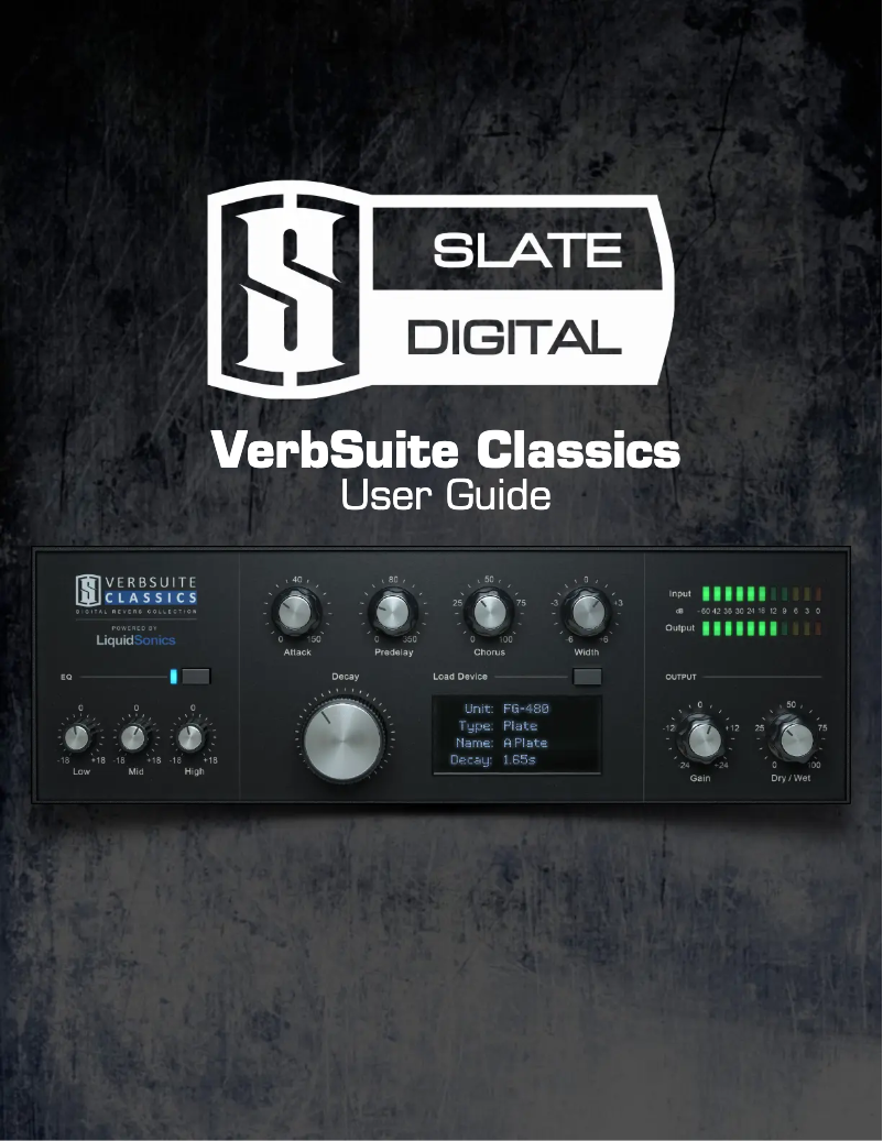 Page 1 de la notice Manuel utilisateur Slate Digital Verbsuite Classics