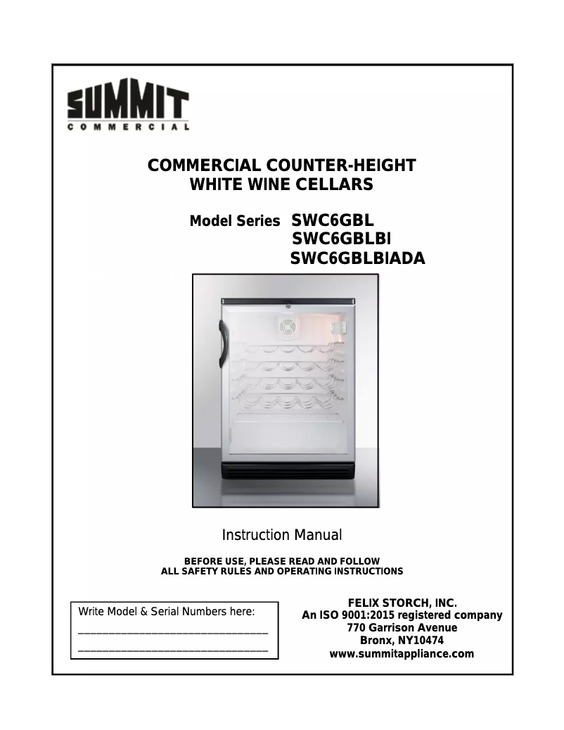 Page 1 de la notice Manuel utilisateur Summit SWC6GBLTB