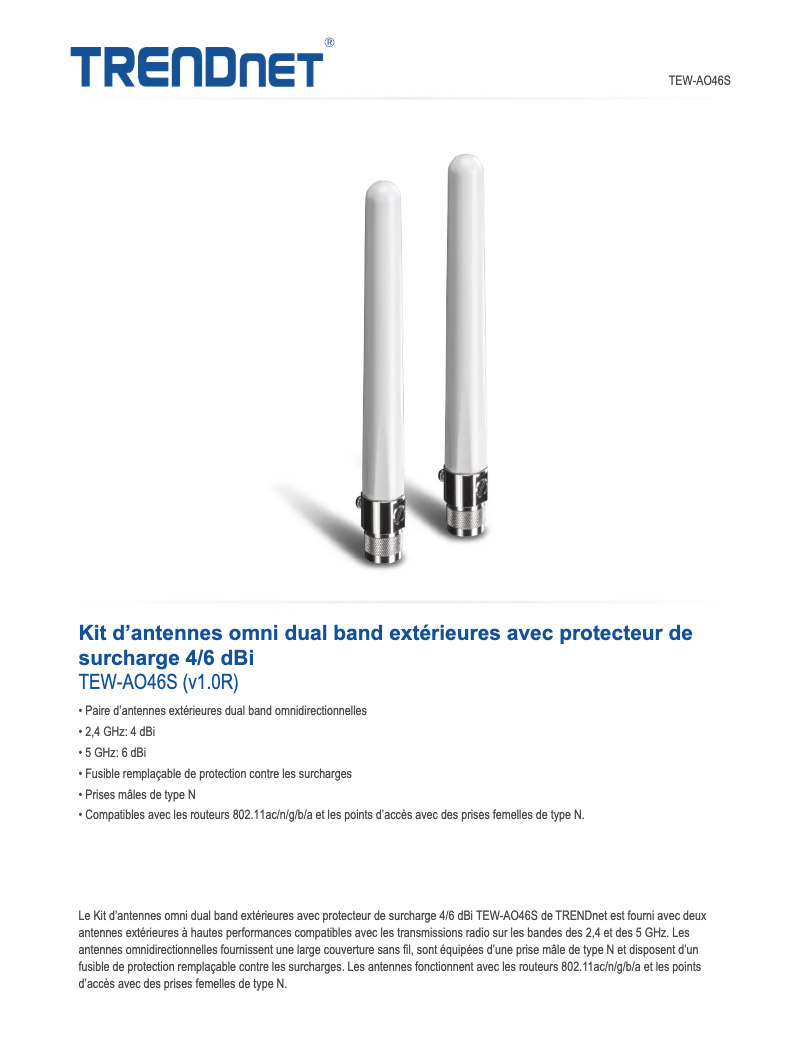 Image de la première page du manuel de l'appareil TEW-AO46S