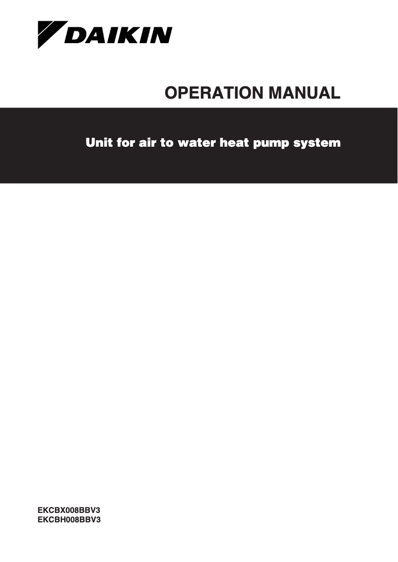 Page 1 de la notice Manuel utilisateur Daikin EKCBX008BBV3
