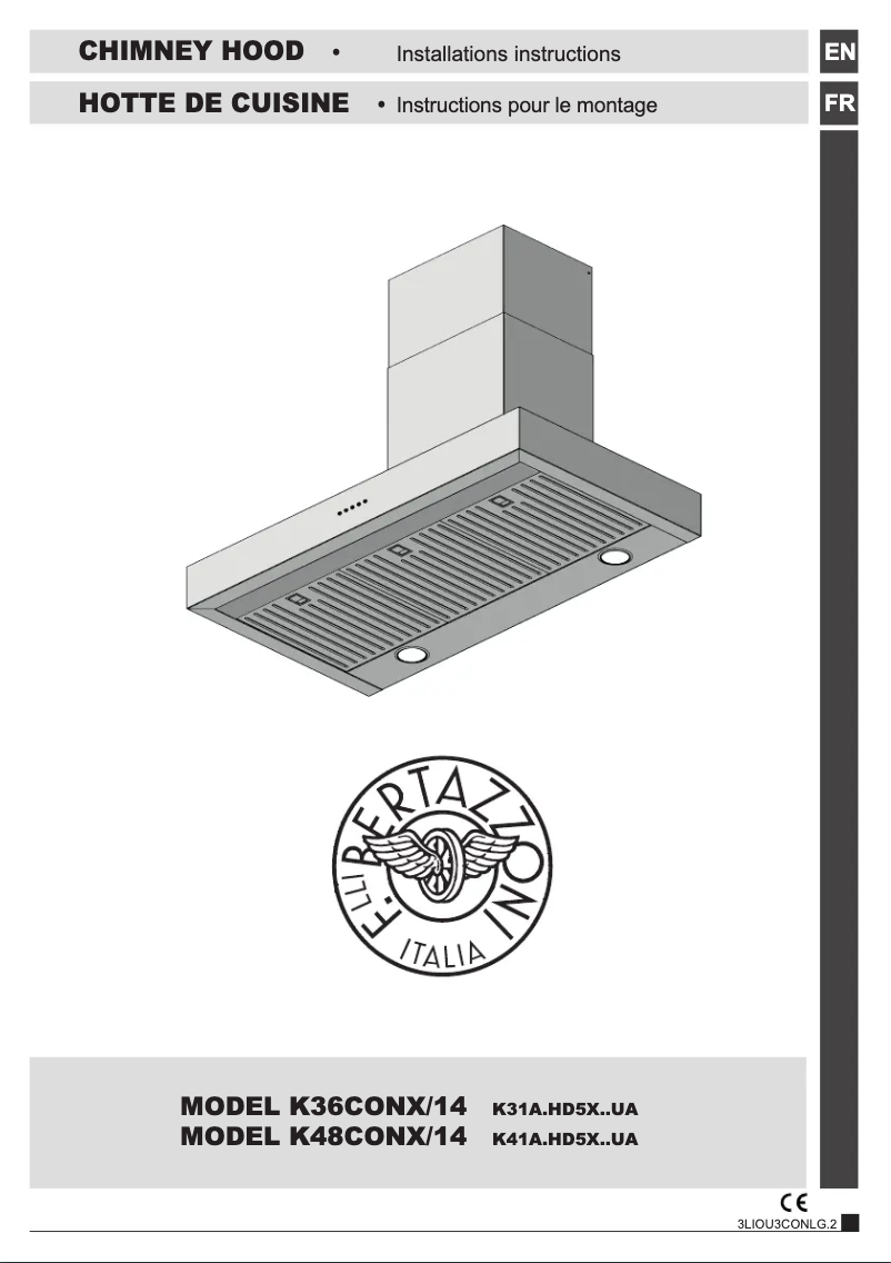 Page 1 de la notice Guide d'installation Bertazzoni K36CONX/14