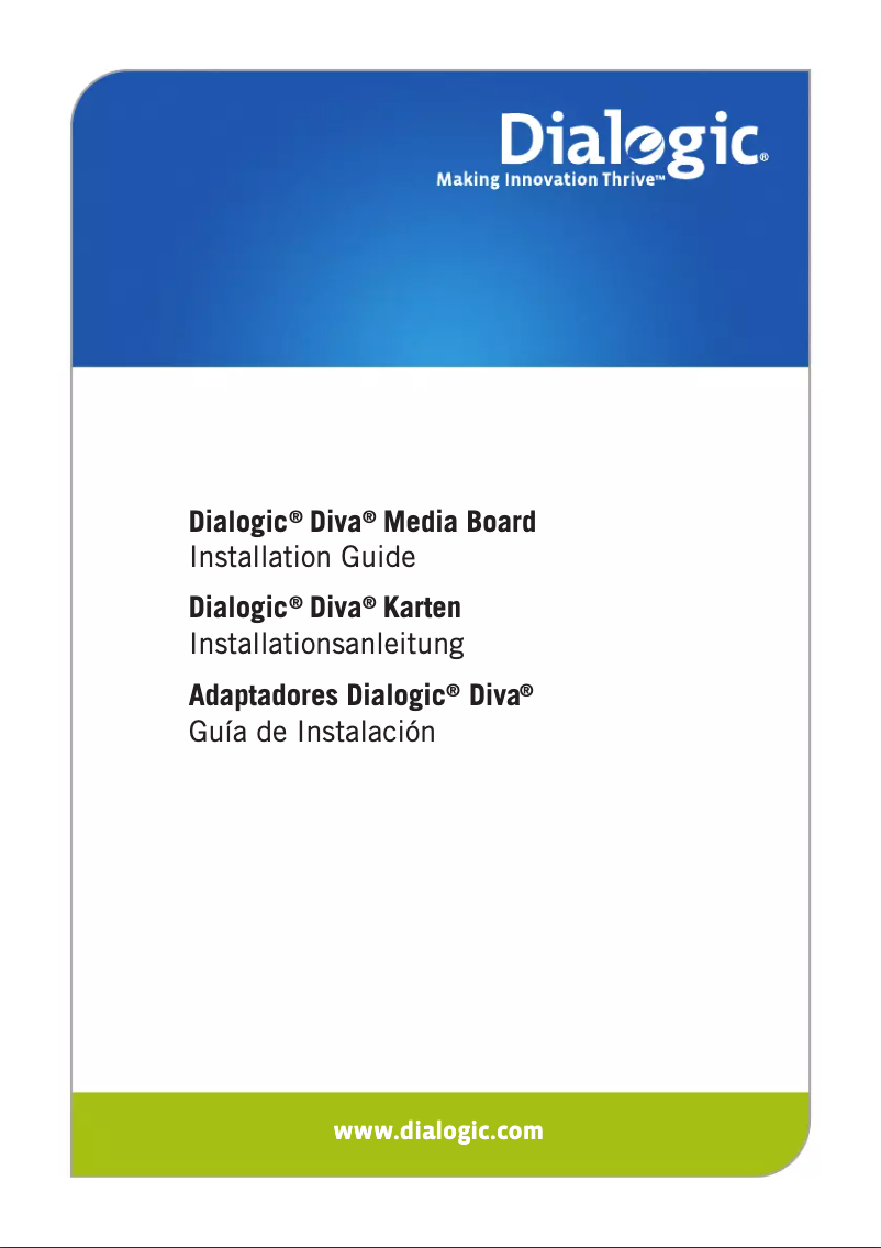 Page n°1 - Manuel utilisateur Dialogic 306-342-50