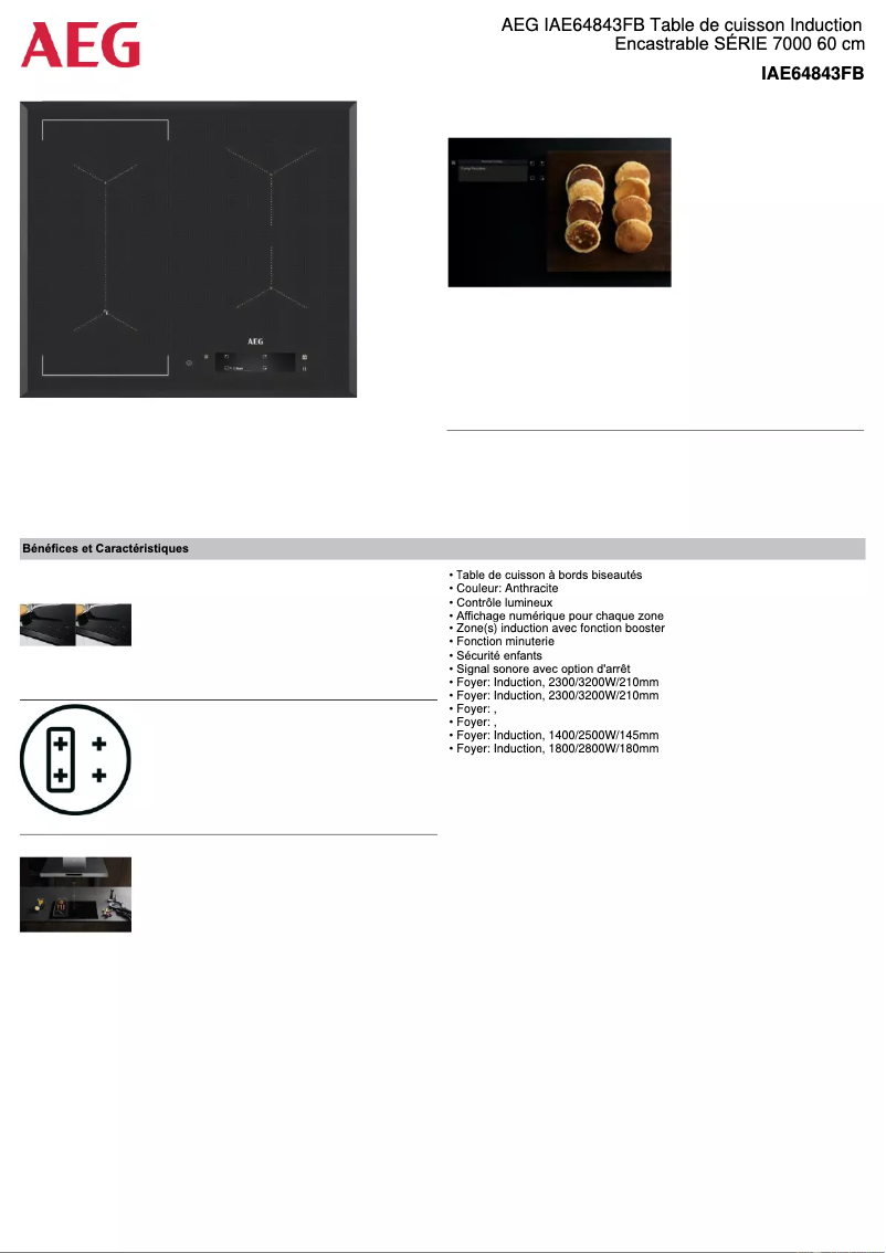 Page 1 de la notice Fiche technique AEG IAE64843FB
