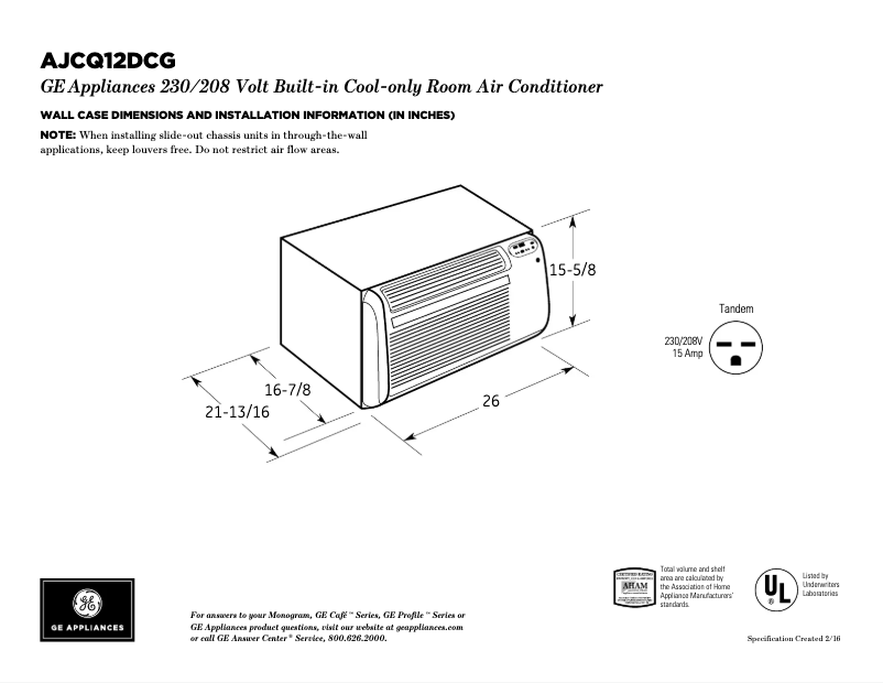 Image de la première page du manuel de l'appareil AJCQ12DCG