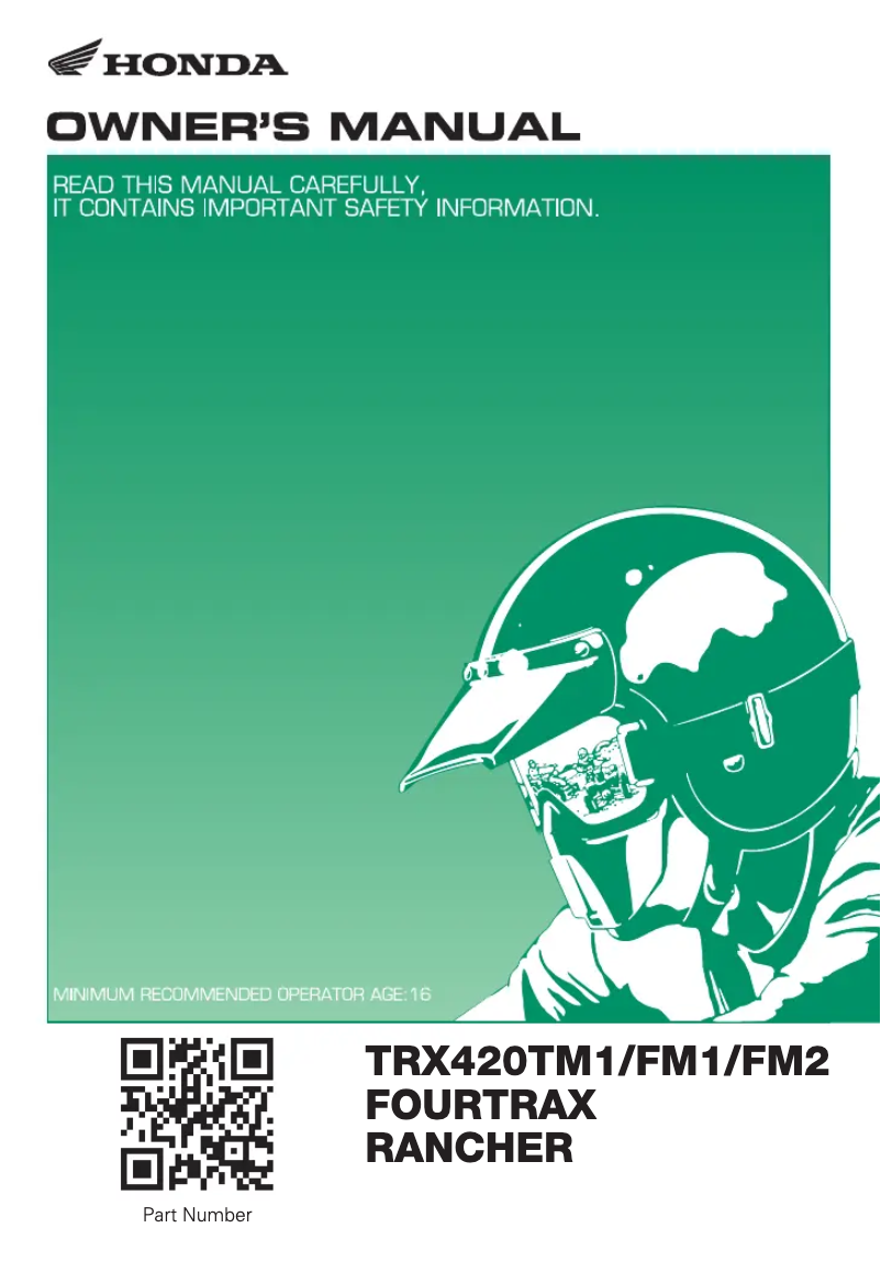 Página 1 del manual Manual de usuario Honda FourTrax Rancher TRX420TM1 (2019)