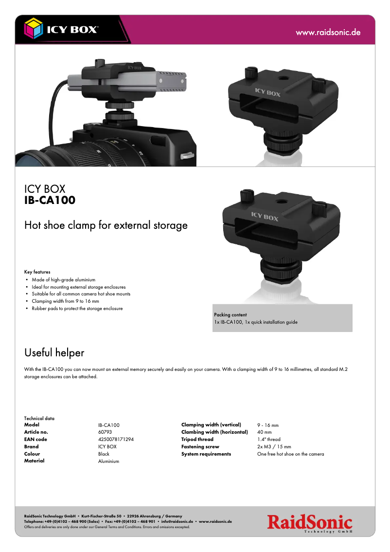 Image de la première page du manuel de l'appareil IB-CA100
