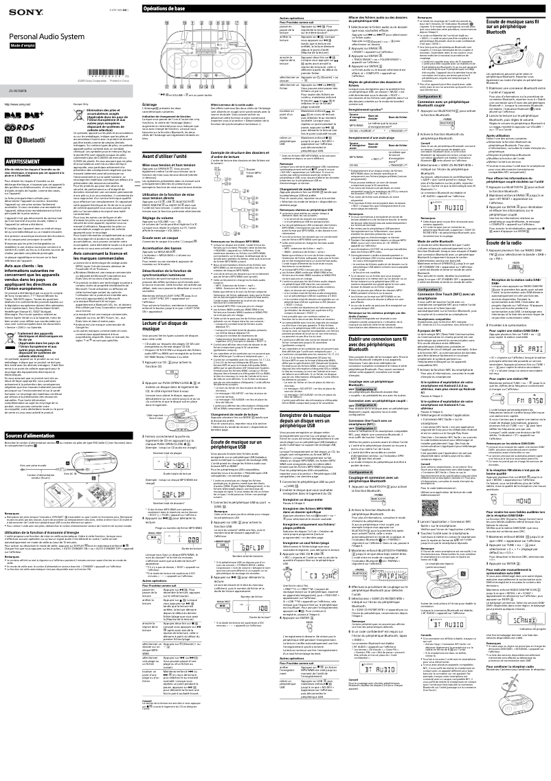 Página 1 del manual Manual de usuario Sony ZS-RS70BT