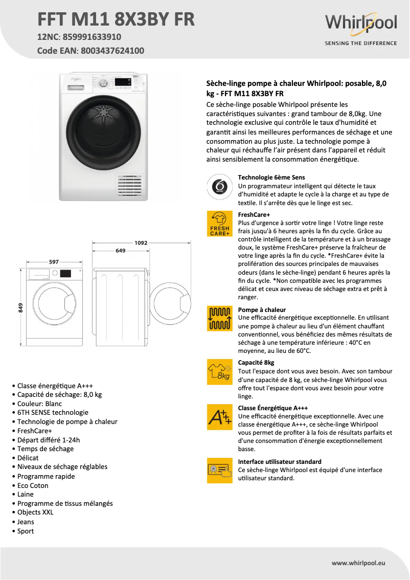 Image de la première page du manuel de l'appareil FFT M11 8X3BY FR