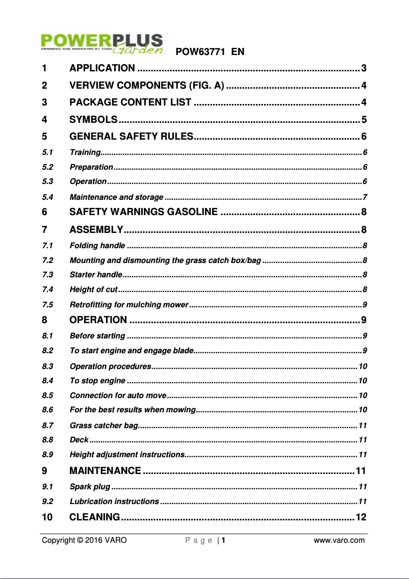 Page 1 de la notice Manuel utilisateur PowerPlus POW63771