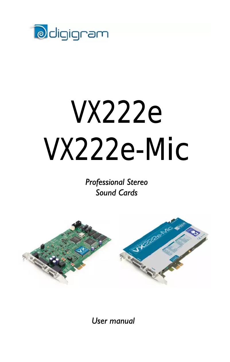 Page n°1 - Manuel utilisateur Digigram VX222e