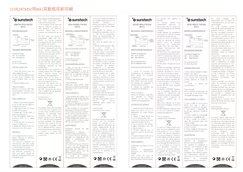 Page 1 de la notice Manuel utilisateur Sunstech RPC5