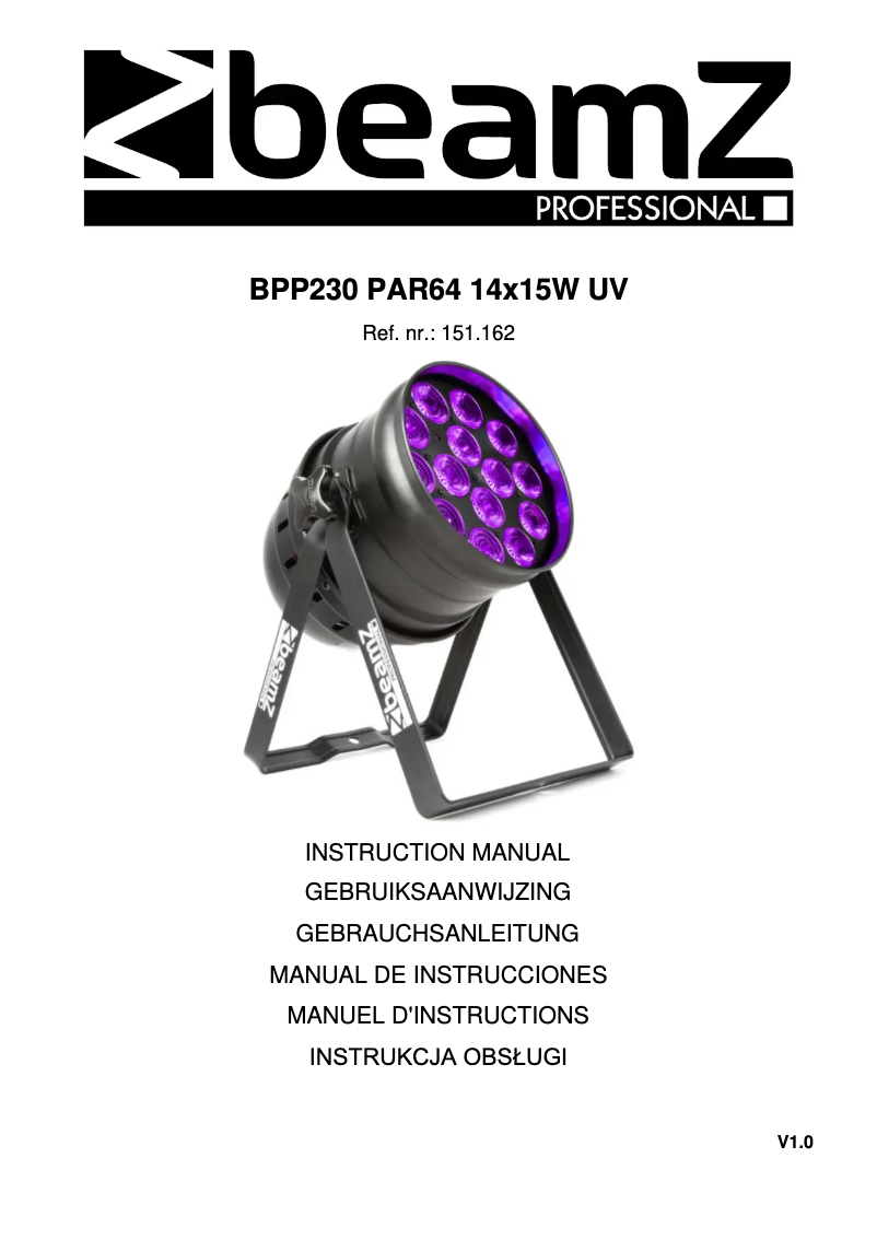 Page 1 de la notice Manuel utilisateur BeamZ BPP230