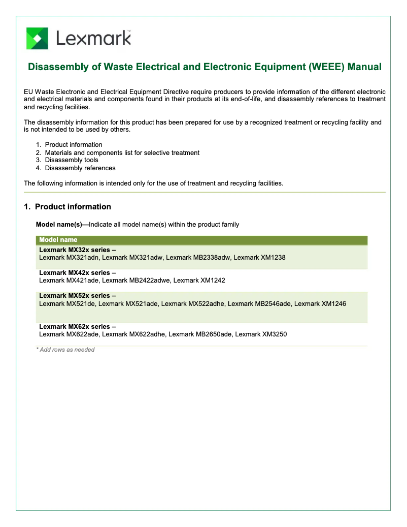 Page 1 de la notice Instructions / montage Lexmark XM3250