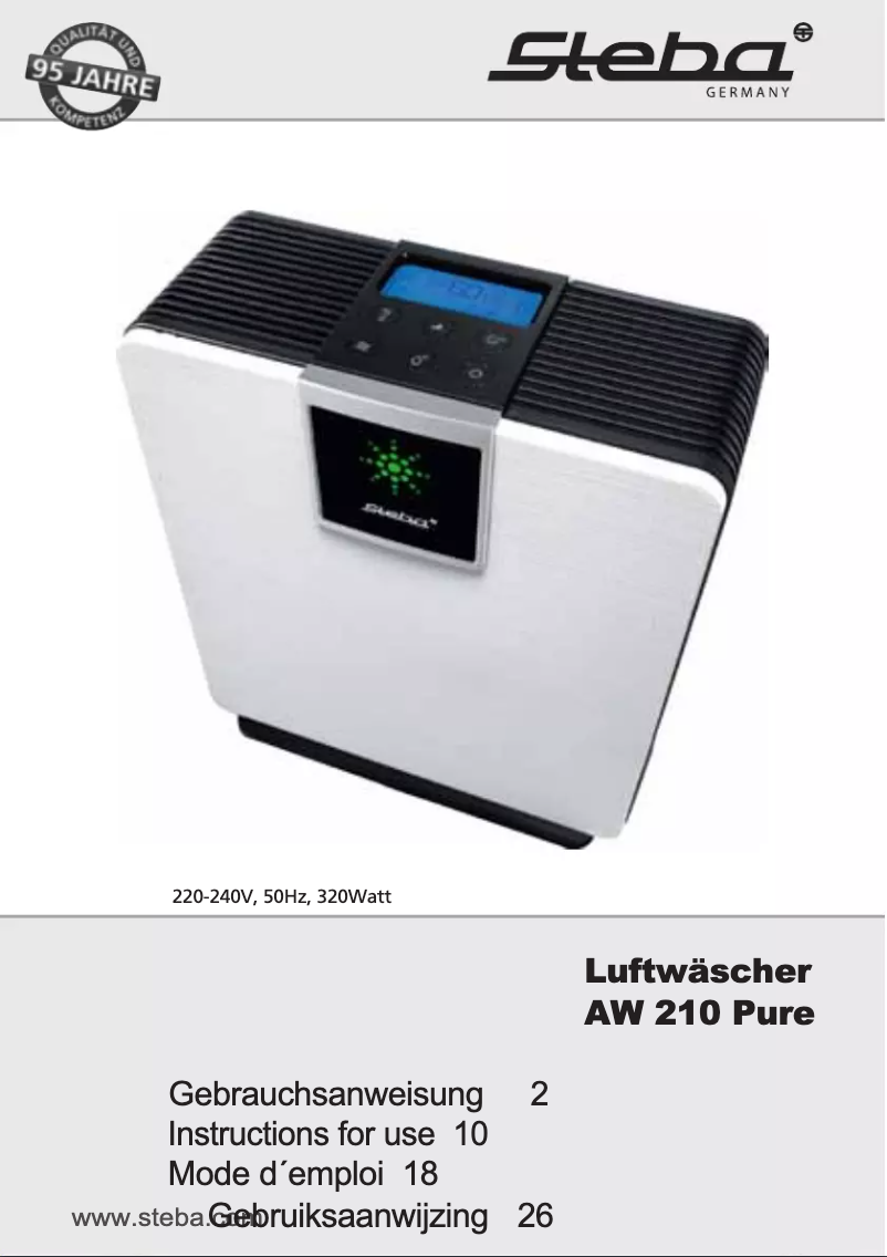 Page 1 de la notice Manuel utilisateur Steba AW 210 Pure