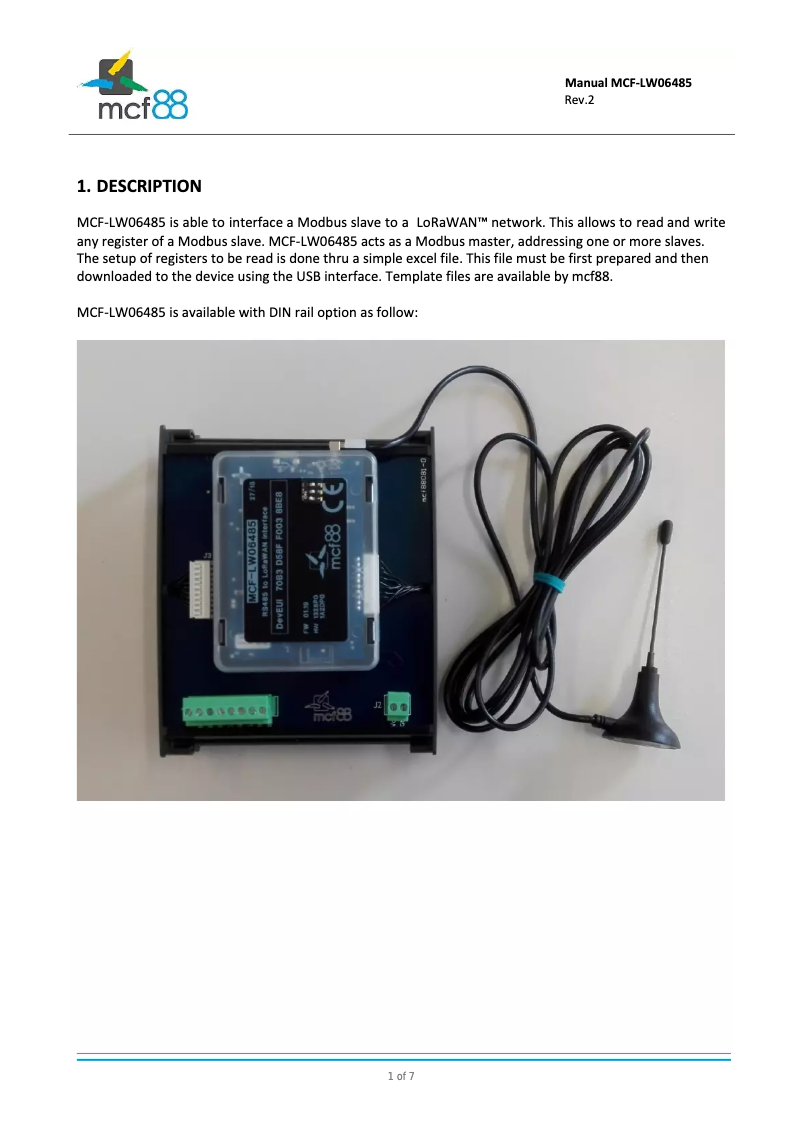 Page n°1 - Manuel utilisateur MCF88 MCF-LW06485