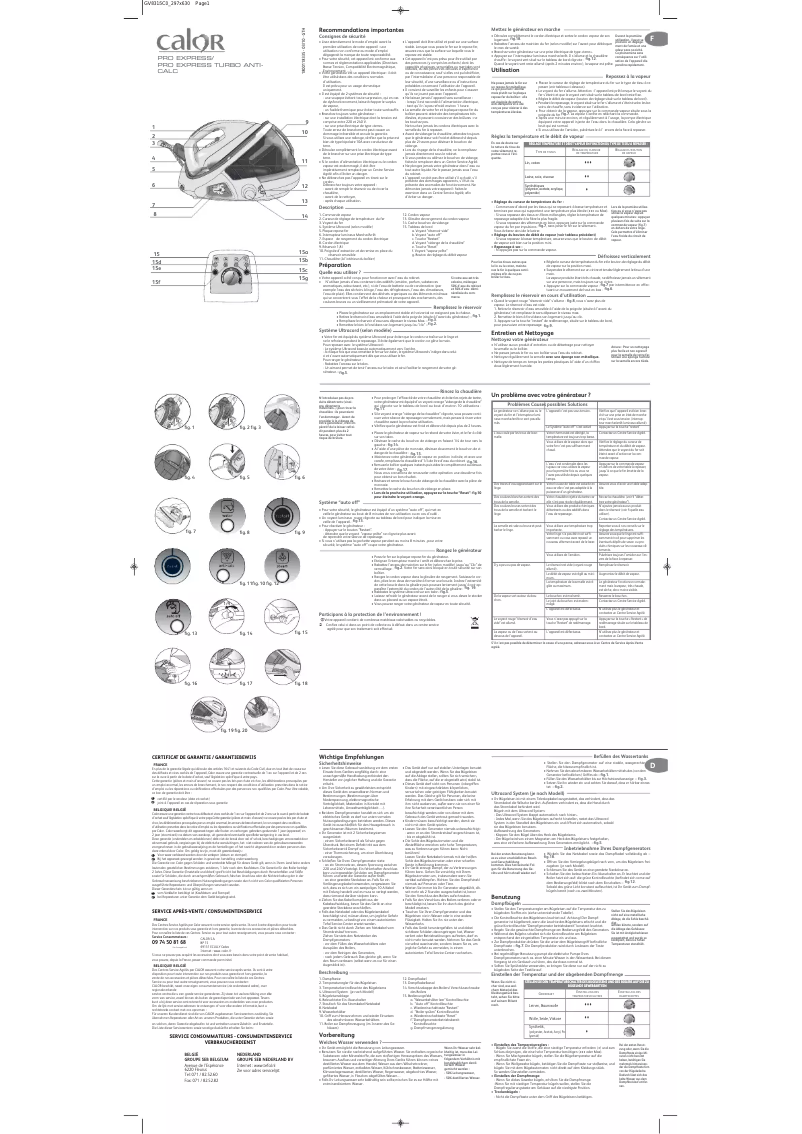 Page 1 de la notice Manuel utilisateur Calor Pro Express Turbo GV8322C0