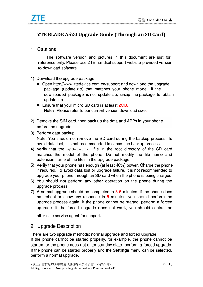 Image de la première page du manuel de l'appareil Blade A520