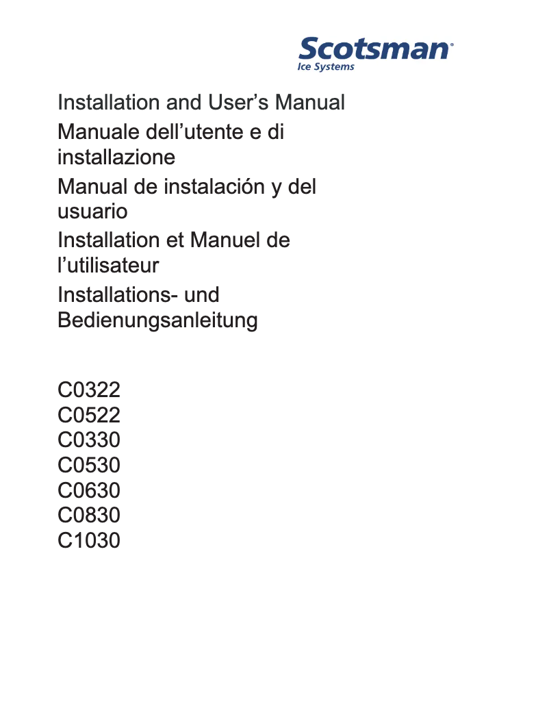 Page n°1 - Manuel utilisateur Scotsman C0322