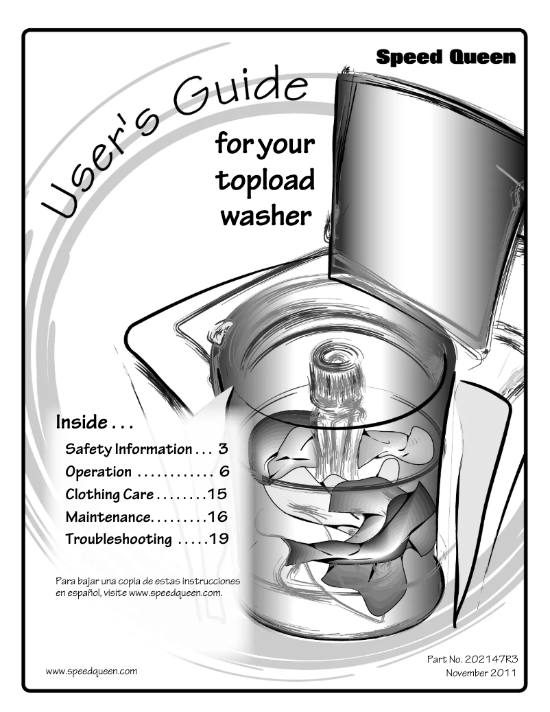 Page n°1 - Manuel utilisateur Speed Queen TLW2003N
