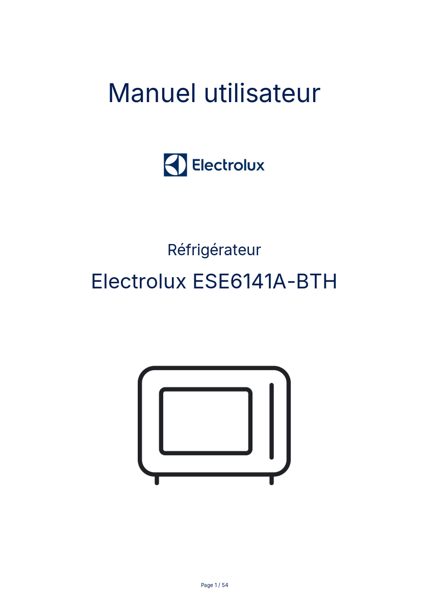 Image de la première page du manuel de l'appareil ESE6141A-BTH