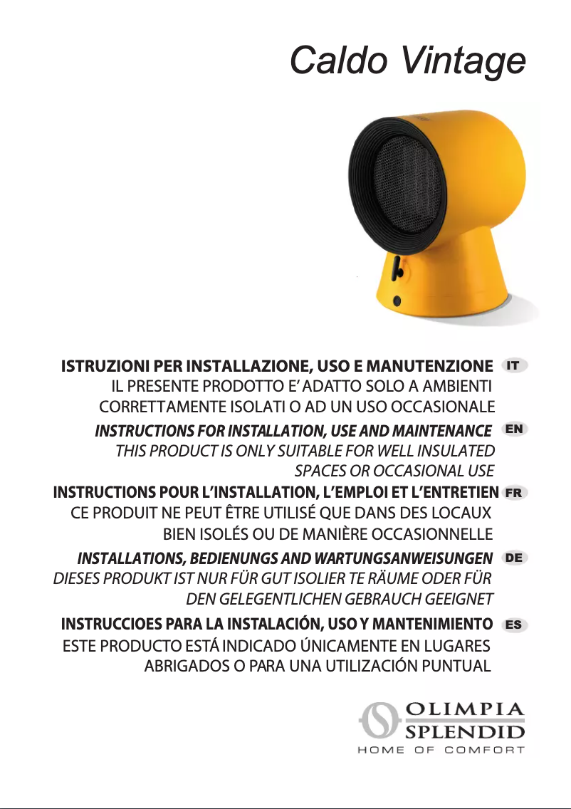 Page 1 de la notice Manuel utilisateur Olimpia Splendid Caldo Vintage