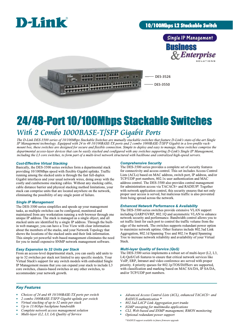 First page image of the manual for Xstack DES-3526