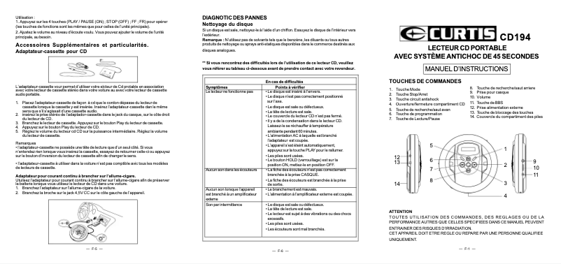 Image de la première page du manuel de l'appareil CD194
