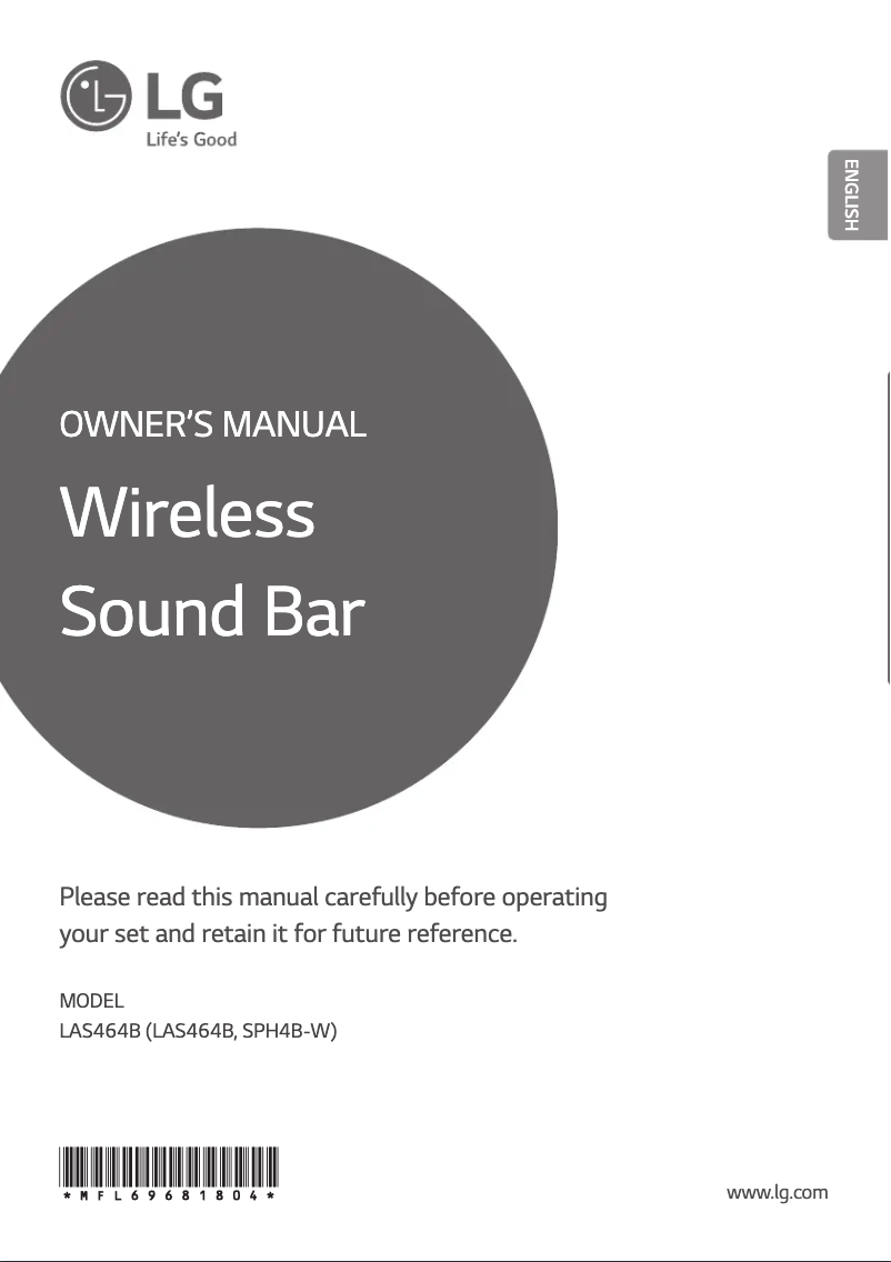 Page n°1 - Manuel utilisateur LG LAS464B