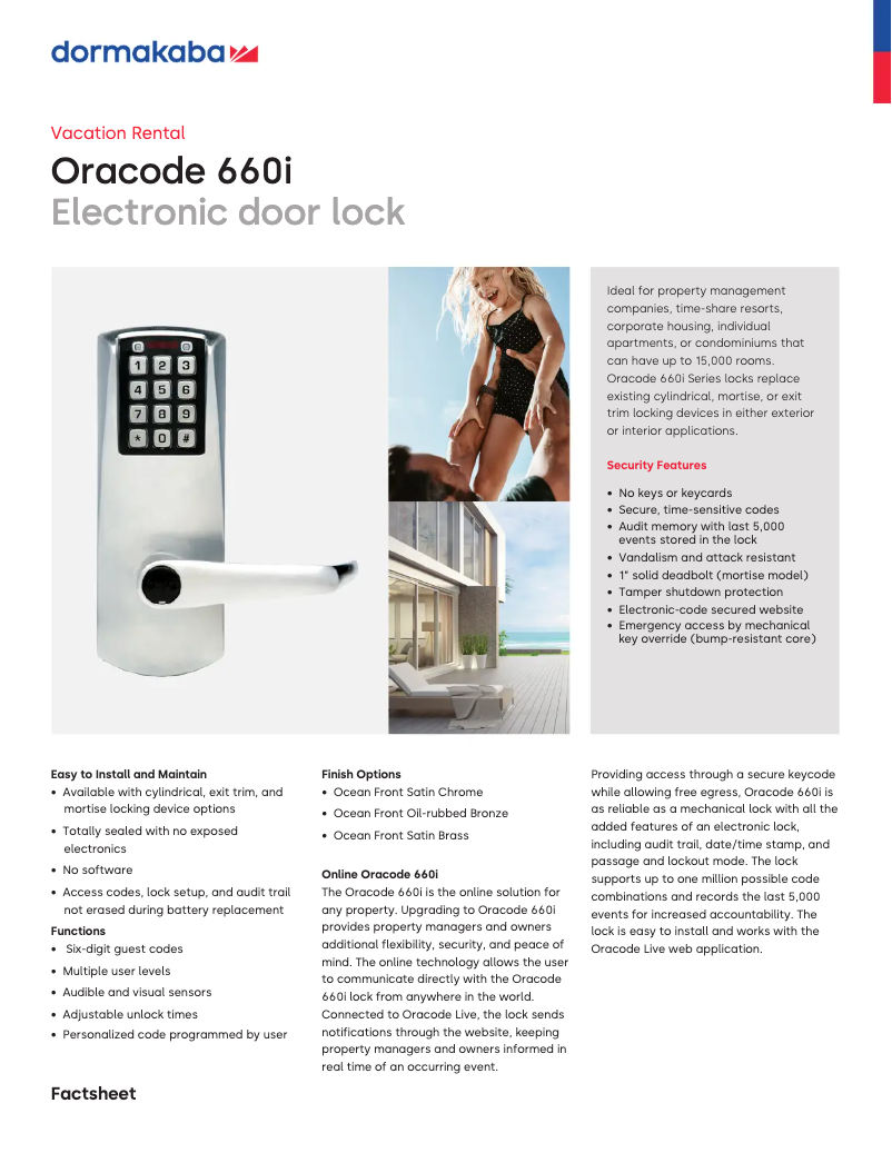 Page 1 de la notice Manuel utilisateur Dormakaba Oracode 660