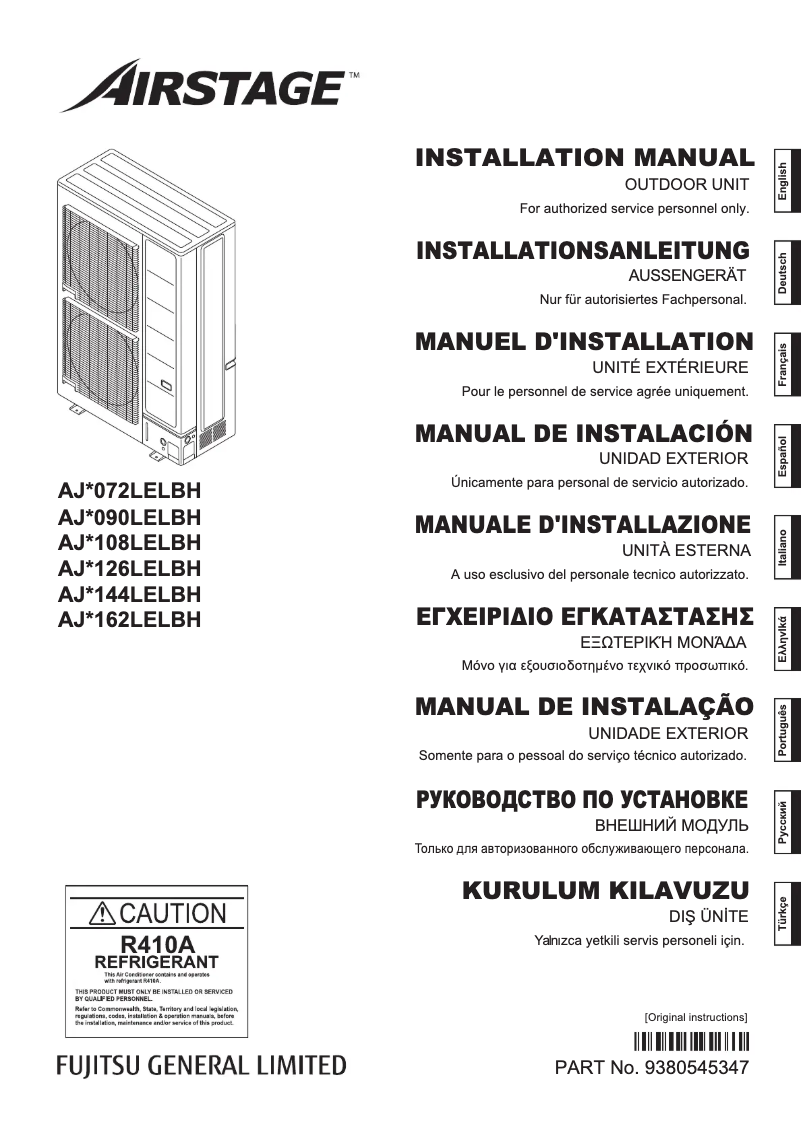 Page 1 de la notice Manuel utilisateur Fujitsu Airstage AJY072LELBH