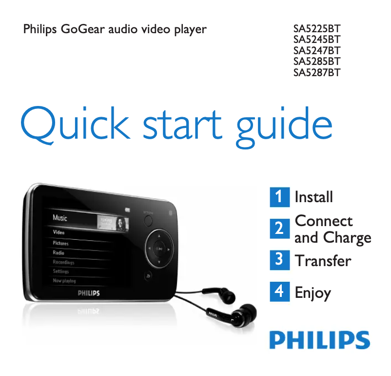 Page n°1 - Guide de démarrage rapide Philips GoGear SA5285