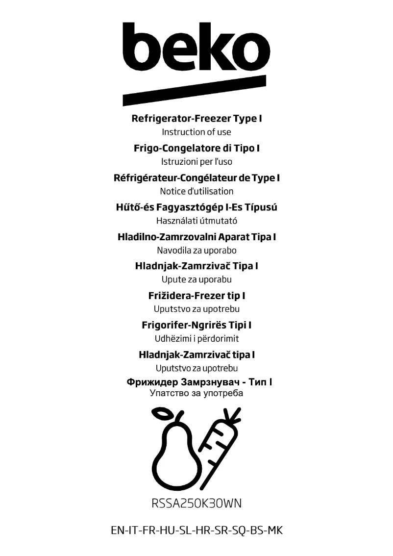 Page 1 de la notice Manuel utilisateur Beko RSSA250K30WN