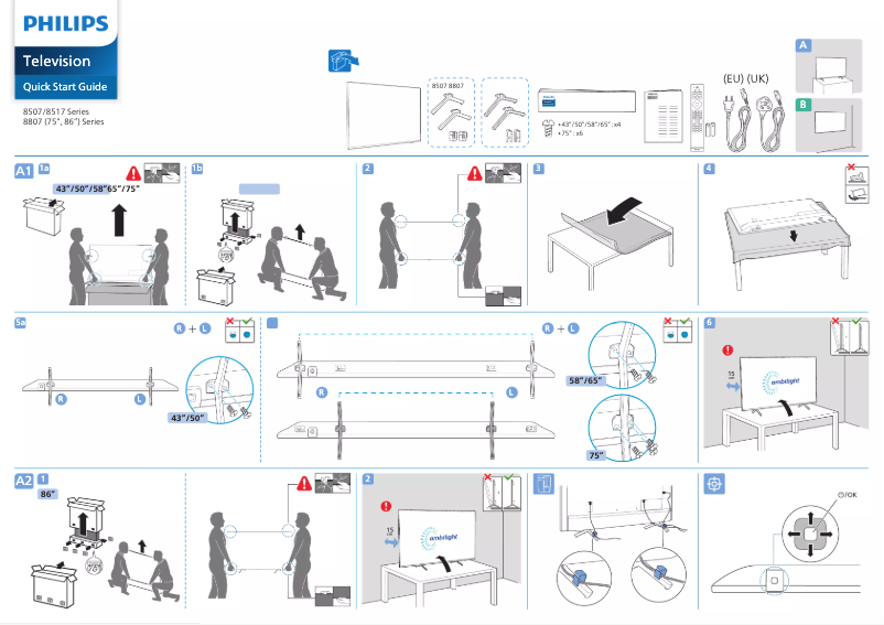 Page 1 de la notice Guide de démarrage rapide Philips 86PUS8807