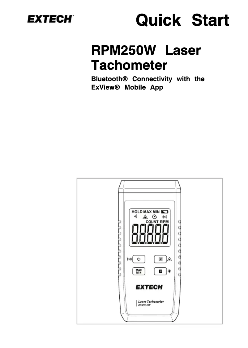Page 1 de la notice Guide de démarrage rapide Extech RPM250W