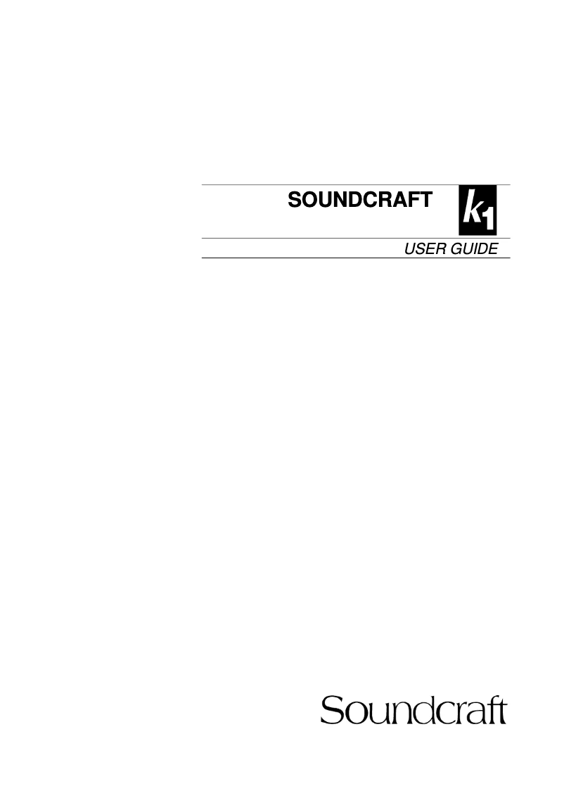 Page n°1 - Manuel utilisateur Soundcraft k1