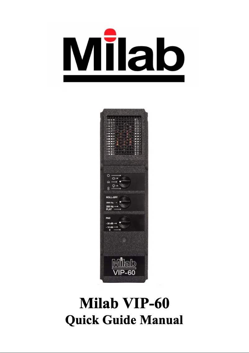 Page 1 de la notice Manuel utilisateur MILAB VIP-60