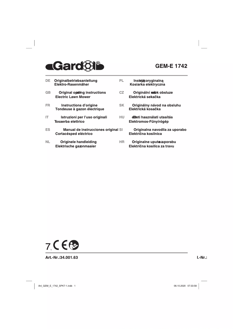 Image de la première page du manuel de l'appareil GEM-E 1742