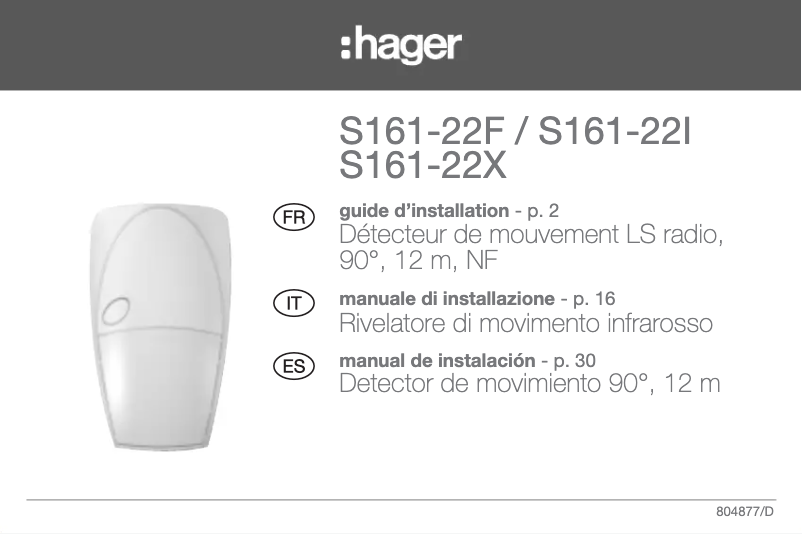 Page 1 de la notice Manuel utilisateur Hager S161-22F