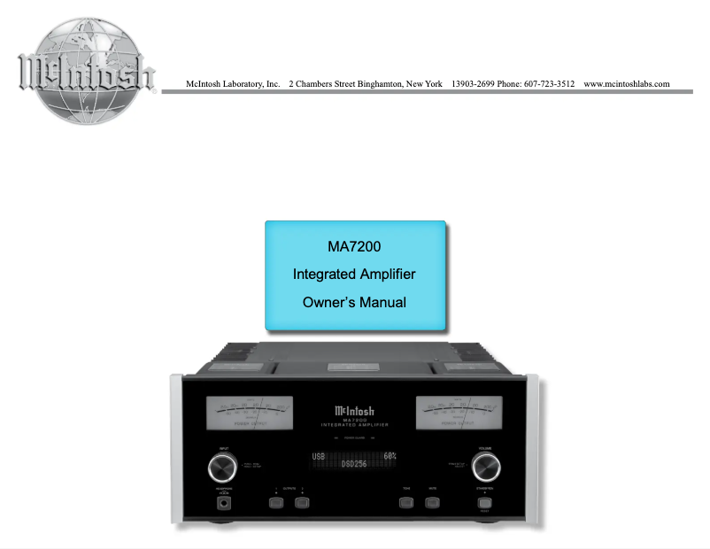 Page n°1 - Manuel utilisateur McIntosh MA7200