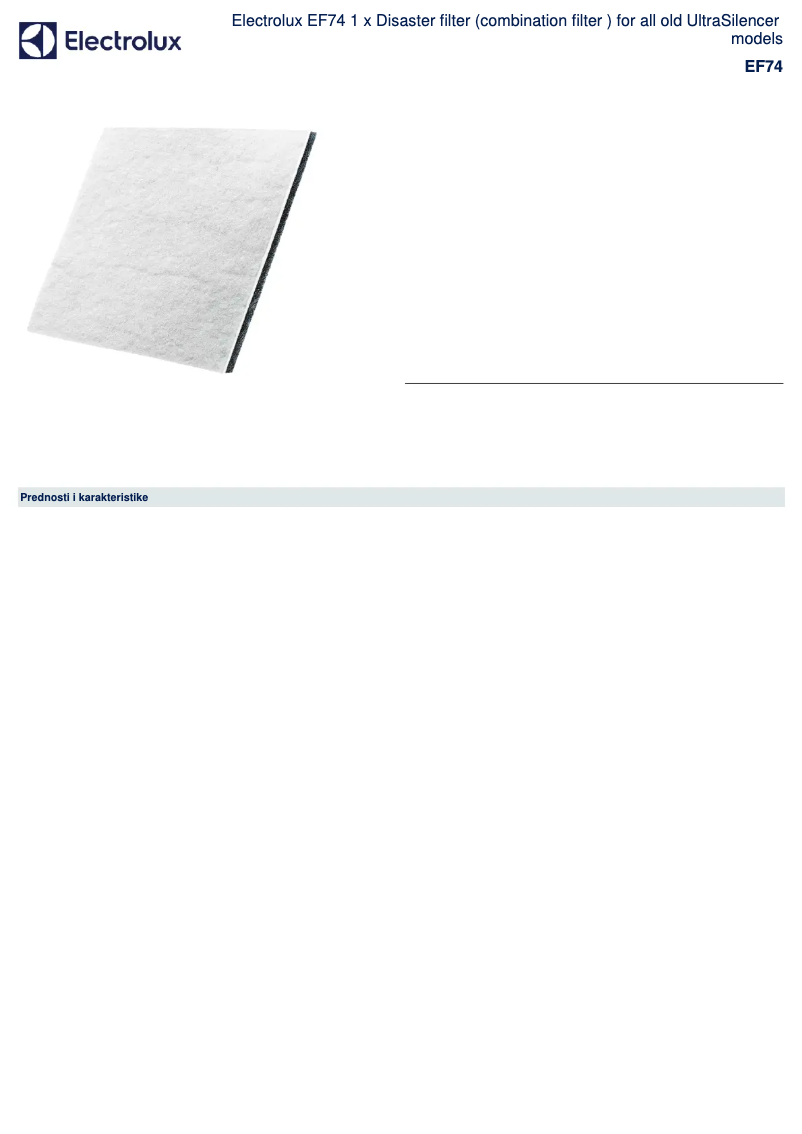 Page 1 de la notice Manuel utilisateur Electrolux EF74